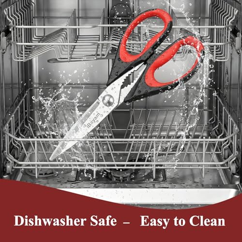 iBayam Kitchen Scissors All Purpose Heavy Duty 2 Pack with Protective Sheath, Stainless Steel Shears Kitchen Utensils Set for Cutting Food Cooking Meat Poultry Dishwasher Safe Soft Comfort-Grip