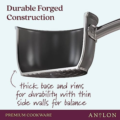 Anolon Accolade Forged Hard Anodized Nonstick Pots & Pans - Induction Cookware Set - 12 Piece - Moonstone Gray