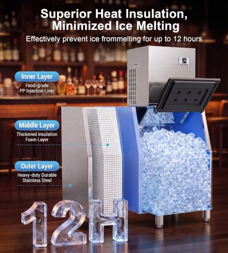 Uthfy Commercial Ice Maker Machine 680Lbs/24H with 560Lbs Storage, Self-Cleaning Mode, Split Commercial Ice Maker, Ice Ready in 7-15 min, Stainless Steel Ice Maker for Bars/Cafes/Restaurants