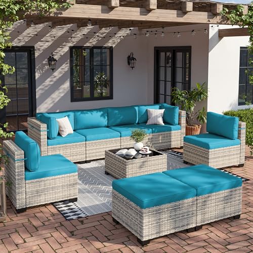 Sweecci Outdoor PE Wicker Rattan Modular Patio Sectional Sofa Set