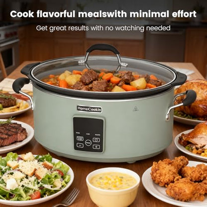 HOMECOOKIN Slow Cooker, Extra Large 10 Quarts Digital Slow Cookers with Timer, Dishwasher Safe Glass Lid & Crock, Kitchen Appliance for Families & Gatherings, Olive