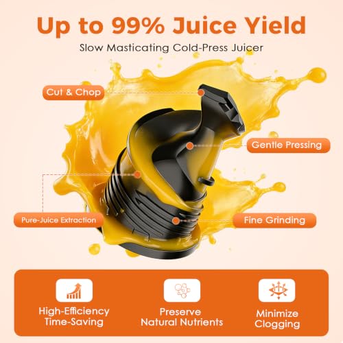 Cold Press Juicer, Slow Single Auger Juicer Machines for Fruits and Vegetables, Wide Feed Chute, Reverse Function, Easy to Clean, Quiet Home Juicer