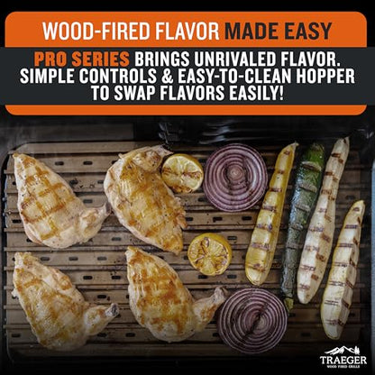 Traeger Grills Pro 22 Wood Pellet Grill & Smoker, Electric Pellet Smoker Grill Combo, 6-in-1 BBQ Versatility, 572 sq. in. Grilling Capacity, Meat Probe, 450 Degree Max Temperature, 18LB Hopper, Bronze