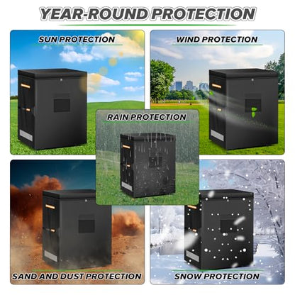 ZUYIYI Chest Freezer Covers, Outdoor Freezer Protector for 5 Cubic Feet, 420D Oxford Waterproof Full Cover Deep Freezer Covers with Top Cover for Open, Zipper Pocket 28"L x 23"W x 34"H, Black