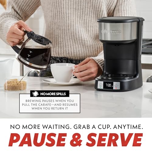 Gourmia Drip Coffee Maker – 5 Cup, One-Touch Brew, Pause & Serve, Adjustable 4 Hr Keep Warm, EZ-View Water Window, Black