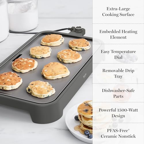 Martha Stewart 12"x 22" XL Electric Griddle, Ceramic Nonstick Flat Top