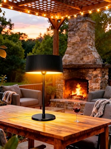 Cobuy Electric Outdoor Heater for Patio, 1500W Infrared Heater for Indoor & Outdoor, IP55 Waterproof, Fast Heating, Tip-Over Protection, Perfect for Garden, Balcony, Garage (black, tabletop)