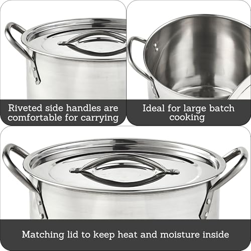 IMUSA Stainless Steel Stock Pot with Lid, 20 Quart, Silver