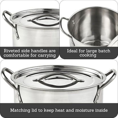 IMUSA Stainless Steel Stock Pot with Lid, 20 Quart, Silver