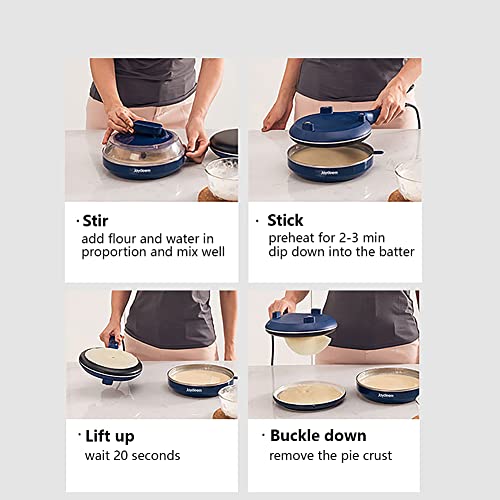 Joydeem Electric Crepe Maker, Non-Stick Pancake Maker Machine With Temperature Control Handle, 8 inch Blue, JD-9401B