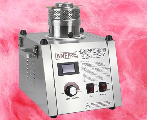 ANFIRE Commercial Professional Cotton Candy Machine 5" Spinner Head with 24" Metal Bowl and Floss Stabilizer Net