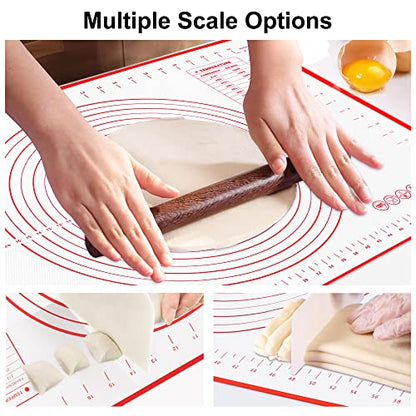 HOOMIL Silicone Baking Mat, Non-Stick, Non-Slip, Extra Large Pastry Mat for Rolling Dough, Bread Pie Crust Pizza Cookies Fondant Making, with Measurements - 24"x16"