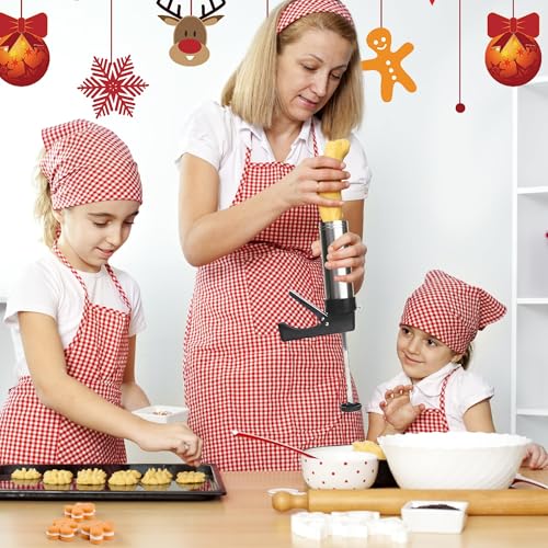 Cookie Press Gun Kit,13 Cookie Discs+8 Icing Nozzles Perfect for DIY Christmas Cookies and Decorating Cookies,Gifts for Mother（black）
