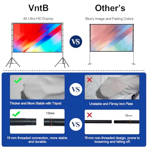 100inch Projector Screen and Stand,Outdoor and Indoor Projection Screen,16:9 4K HD Rear Front Movie Screen Portable with Carry Bag Wrinkle-Free Design for Home Theater 100inch