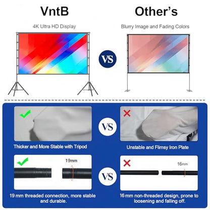 100inch Projector Screen and Stand,Outdoor and Indoor Projection Screen,16:9 4K HD Rear Front Movie Screen Portable with Carry Bag Wrinkle-Free Design for Home Theater 100inch