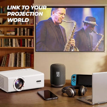 Smart Projector with WiFi and Bluetooth, Proyector-4K Support Official Licensed Apps, 2000 ANSI/AI Auto Focus/50W DoIby/HDR10+/Quiet, Kogata Portable Indoor/Outdoor Movie Projector Ceiling