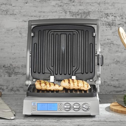 Cuisinart 6-in-1 Elite Griddler, Electric Grill, Griddle & Top Melt, 500°F Temperature Sear Function, LCD Screen, Dishwasher-Safe Cooking Plates, GR-300NAS, Stainless Steel