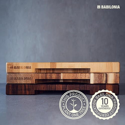 American Black Walnut Cutting Board - 19.7" x 12.2" (ExtraThick 1.7") Hardwood Butcher Block, Charcuterie, Heavy Duty End Grain Wood Chopping Board with Juice Groove & Handles (Oil & Plate Included)