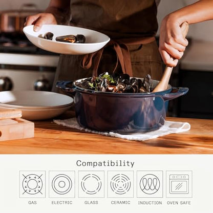 Made In Cookware | Dutch Oven 5.5 Quart (Blue) | Enameled Cast Iron | Exceptional Heat Retention & Durability | Professional Cookware | Crafted in France | Induction Compatible