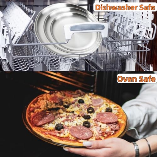 3Pack Stainless Steel Pizza Pan for Oven Personal Pizza Pans, 9 Inch, 10 Inch, 12 Inch Stainless Steel Pizza Pan Set, 3 Sizes Round Pizza Baking Pan for Pizza Cookies, Non-toxic and Durable,Oven Safe