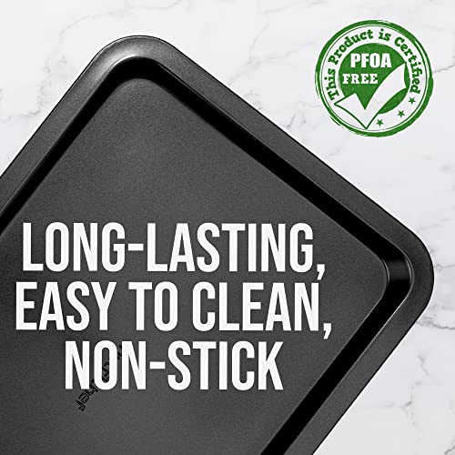 Nutrichef Large Cookie Sheet, Nonstick Gray Silicone Coating, Easy Clean & Durable Baking Sheet, Commercial Grade Oven Pan, Stackable Tray Design, Dishwasher Safe, PFOA, PFOS, PTFE Free, 17" x 11.5"