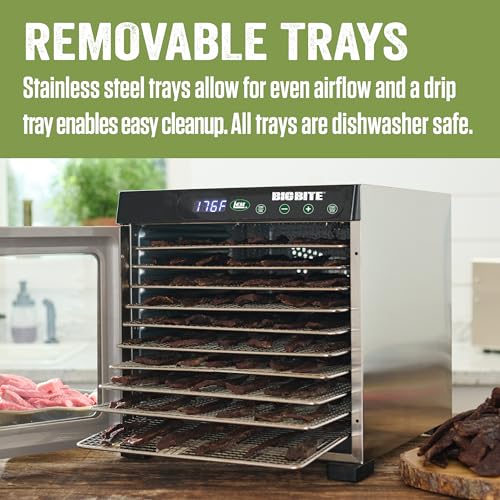 LEM Products BigBite 10-Tray Stainless Steel Dehydrator, Food Dehydrator