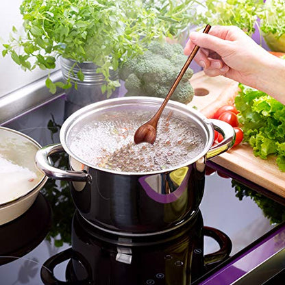 Patelai Wooden Coffee Spoons Long Handle Mixing Wooden Spoon Handmade Stirring Teaspoon for Kitchen Stirring (kusunoki, 10 Pieces)