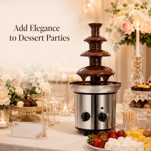 4-Tier Chocolate Fountain Machine, 60.86 oz Stainless Steel Fondue