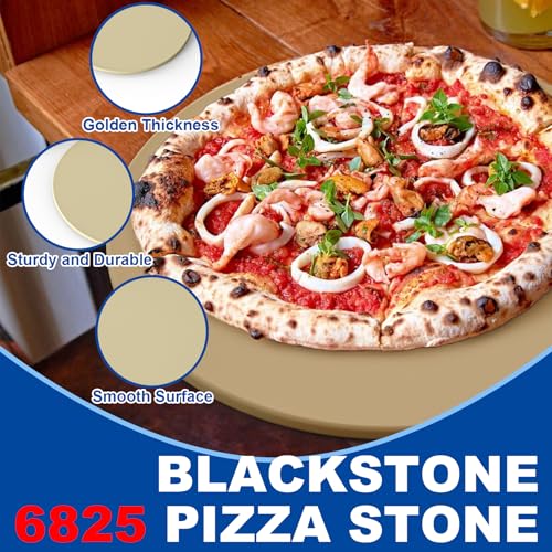 SafBbcue Pizza Stones for Blackstone 6825 Pizza Oven Accessories, Pizza Cooking Stone Set of 2 Includes Top and Bottom Stones for Blackstone 2-Stone Pizza Oven Replacement Parts, 16" & 13" Round