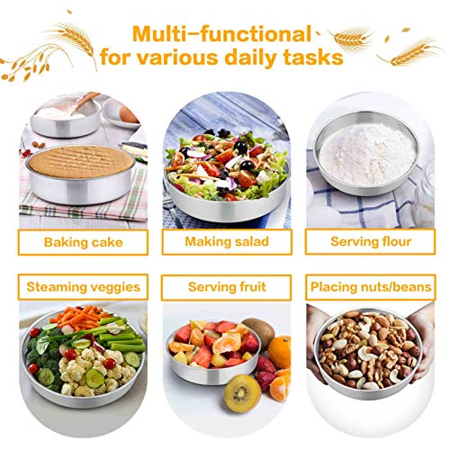 TeamFar Cake Pan, 4’’ - 6’’ - 8’’ - 9½’’ - 11’’, Stainless Steel Round Baking Tier Smash Cake Pans Set, Healthy & Heavy Duty, Mirror Finish & Dishwasher Safe - Set of 5