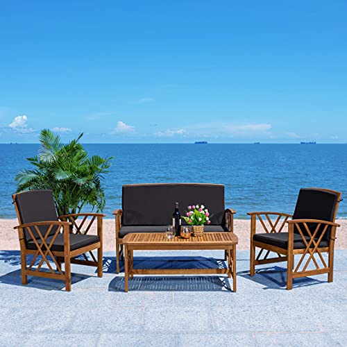 SAFAVIEH Outdoor Fontana 4-Piece Patio Sectional Sofa Set, 40.2" PAT7008X