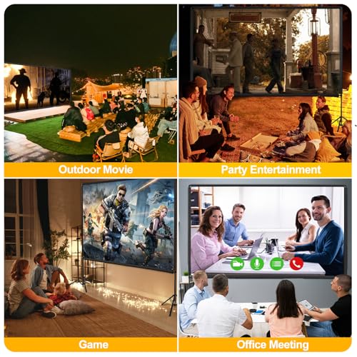 Outdoor Projector Screen with Stand, 120 inch Portable Projector Screen Stand with Elastic Rope Bar, Indoor 16:9 4K HD Wrinkle-Free Front Rear Projection Screen with Carry Bag for Movie Night Camping