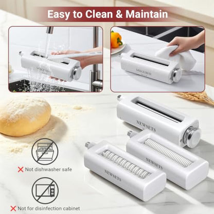 3-Piece Pasta Maker Attachments for KitchenAid Stand Mixers, Pasta Roller, Fettuccine Cutter & Spaghetti Cutter Set,Homemade Fresh Noodle Maker Accessories with Cleaning Brush
