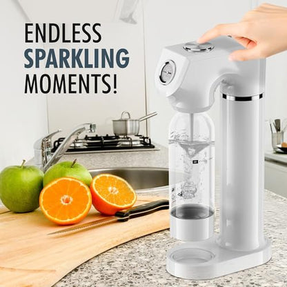 Culinary Chef Sparkling Soda Maker – Soda Machine for Carbonated Water – BPA-Free Reusable Water Bottle included – Planet-Caring Carbonated Water Maker for Home – Fits Standard CO2 Cylinders, White