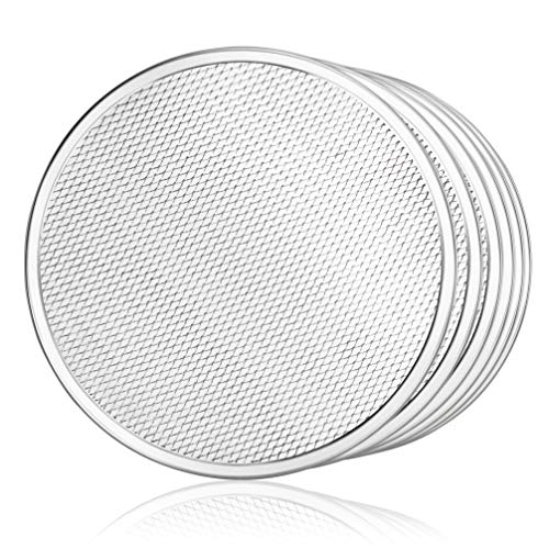 New Star Foodservice Restaurant-Grade Seamless Aluminum Pizza Baking Screen, 12 Inch, Pack of 6