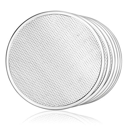 New Star Foodservice Restaurant-Grade Seamless Aluminum Pizza Baking Screen, 12 Inch, Pack of 6