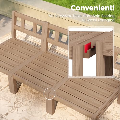 Modular Outdoor Patio Conversation Set, 11-Piece U-Shaped Sectional Sofa Set with Coffee Tables & Thick Cushions, Easy Side Interlock, HIPS All-Weather Patio Furniture Set for Backyard, Deck, Poolside