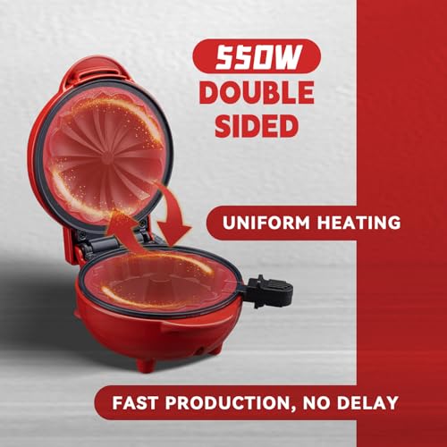 Mini Cake Maker, Portable Mini Cake Maker Double-Sided Heating, electric cupcake makers for Breakfast, Cake, Snacks (Red)