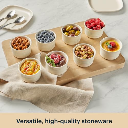Pyrex 8-Piece, 6oz Ceramic Ramekin Bakeware Set, Nonstick Souffle Oven Pans, Bakers, For Baking, Roasting, Steaming