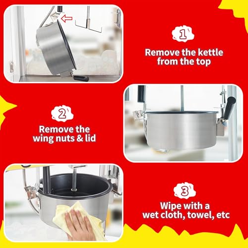 Commercial Popcorn Machine, 10 Oz Kettle, 1300W Countertop Popcorn Maker for 60 Cups per Batch, Movie Theater Popcorn Popper with 3-Switch Control, 2 Scoops 1 Cup (21.3"L * 14.4"W * 26"H)