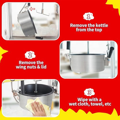 Commercial Popcorn Machine, 10 Oz Kettle, 1300W Countertop Popcorn Maker for 60 Cups per Batch, Movie Theater Popcorn Popper with 3-Switch Control, 2 Scoops 1 Cup (21.3"L * 14.4"W * 26"H)