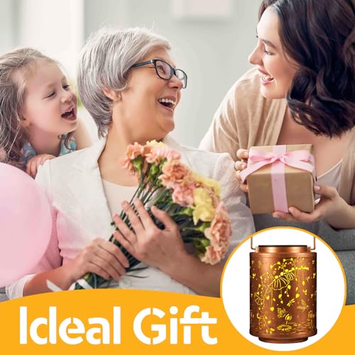Solar Lanterns Garden Decor Birthday Gifts for Women Mon Grandma Metal Hanging Solar Lights Waterproof Outdoor Decoration for Outside LED Lanterns for Yard Patio Lawn (Cat)