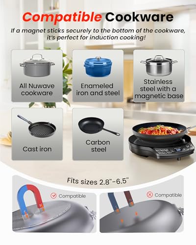 Nuwave Portable Induction Cooktop Diamond with Probe, Advanced Countertop Burner, 91 Temps from 100°F to 500°F, 12”Shatter-Proof Ceramic Glass & 6.5”Heating Coil, Ideal for RV Camp,Small Apt,Travel