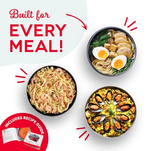 Dash Family Size Skillet - Electric Skillet for Multi-Purpose Cooking - Nonstick Cooking Surface - Tempered Glass Lid & Cool-Touch Handles - 6-Quart Capacity, Makes 24 Cups - 14", Black