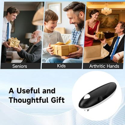 ROLWAY Can Opener, Easy Control Electric Can Opener with Non-Slip Design, Safe and Efficient Can Opener for Seniors, Smooth Edge, Hands Free for Home or Travel, Black