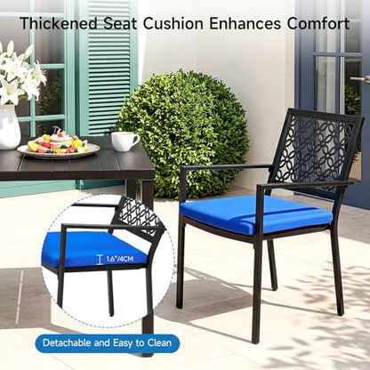 7 Piece Outdoor Dining Set with 6 Dining Chairs for Deck Garden Poolside