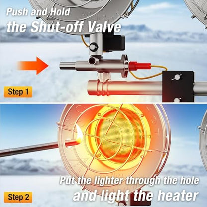 QIOMALA 30000 BTU Propane Heater Outdoor, Double Tank Top Cordless Radiant Gas Heater, Tip-Over Protection, Safety Shut-off Valve for Patio, Camping, Fishing, Garage