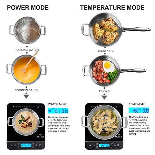Duxtop Portable Induction Cooktop, Countertop Burner Induction Hot Plate with LCD Sensor Touch 1800 Watts, Silver 9600LS BT-200DZ