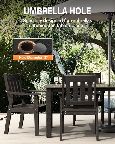 YEFU Outdoor Patio Dining Sets: Outdoor Furniture 12 Piece Dining Table Set for 10 with Umbrella Hole & Aluminum Frame - All Weather Patio 2 Table and 10 Chairs for Outside Backyard/Porch/Deck Black