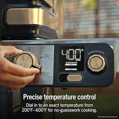 Ninja FlexFlame Grill and Smoker | Electric and Propane Grill, Roaster, BBQ Grill | 5-in-1 Cooking System | 3 Burner | Digital Control | Outdoor Cooking, Griddle, Pizza Maker | Blue | PG301BL